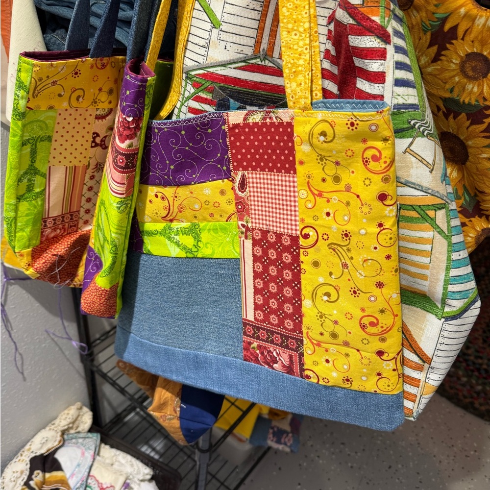 Yellow And Red Patchwork Tote Bag - image 1